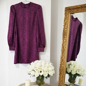 Dynamite| Magenta & Black Snakeskin Long Sleeve Satin Mini Dress NWT Sz M